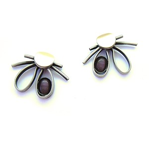 Plum Catsite Petal Post-style Two-tone Earrings by Crono Design